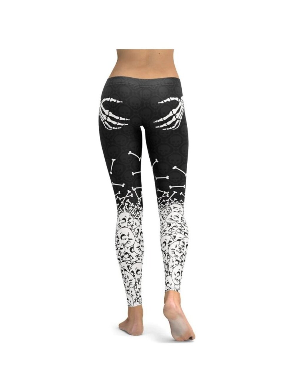 FIERCEPULSE Halloween Hand Print Leggings Skeleton Skulls Bones Goth